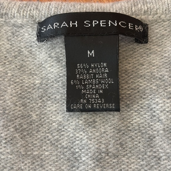 Sarah Spencer light gray v neck  fitted sweater - Picture 9 of 9